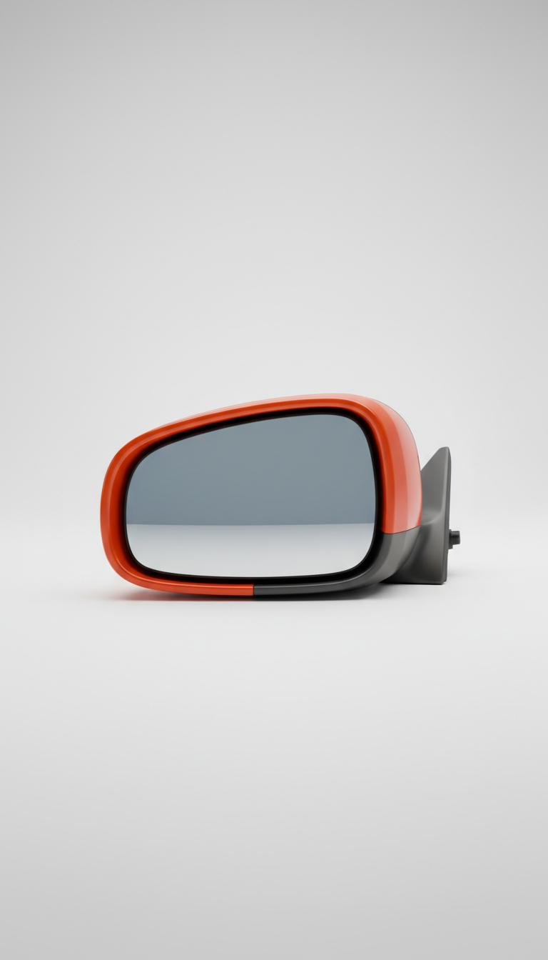 Reinforced polymer side mirror with Signal Orange accent